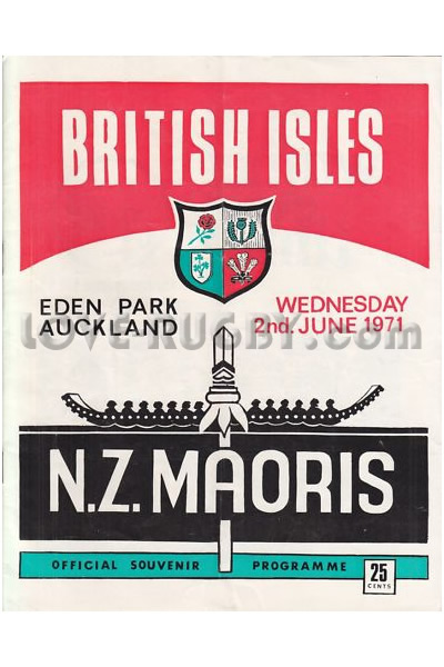 1971 New Zealand Maori v British Isles  Rugby Programme